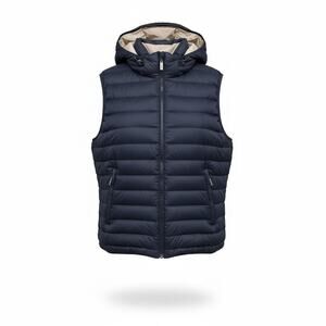 GIMO'S MENS 100% FEATHER DOWN REVERSIBLE HOOD PUFFER VEST SZ M